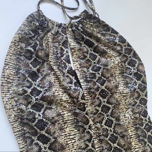 Vintage Janine Sequin Snakeskin Halter Dress - Picture 5 of 5